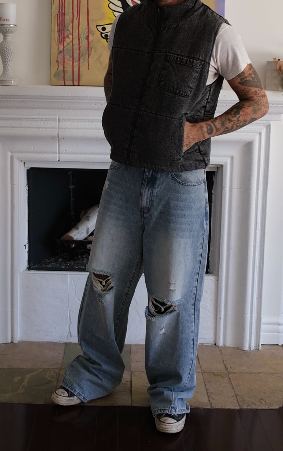 DENIM PUFFER VEST